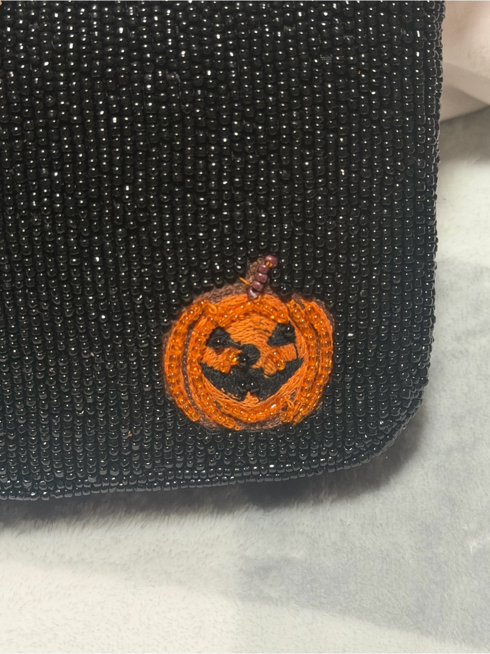 Black Beaded Halloween Dog Motif Shoulder Bag - Picture 6 of 7